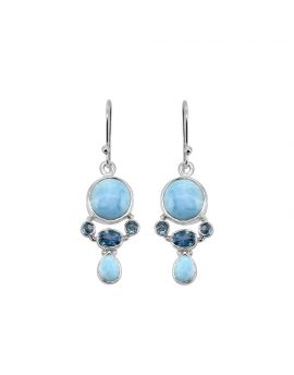 1 3/4" Larimar London Blue Topaz Dangle Earrings