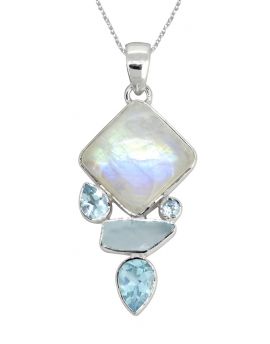 Moonstone Solid 925 Sterling Silver Pendant Necklace