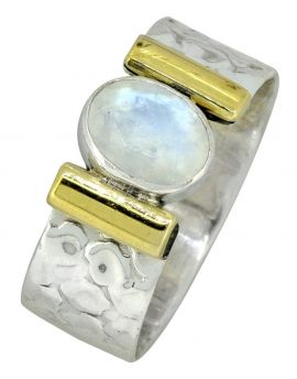  Rainbow Moonstone Ring Solid 925 Sterling Silver Brass Gemstone Jewelry