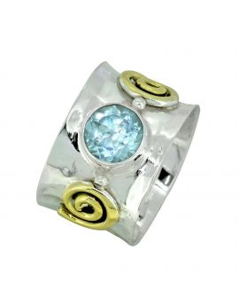  Blue Topaz Ring Solid 925 Sterling Silver Brass Gemstone Jewelry