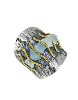  Rough Blue Topaz Ring Solid 925 Sterling Silver Brass Gemstone Jewelry