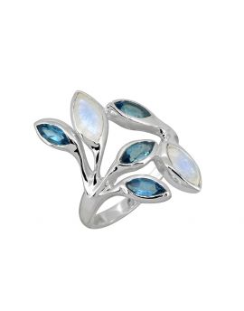 Moonstone London Blue Topaz Solid 925 Sterling Silver Ring