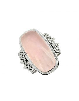 Rose Quartz Stone Solid 925 Sterling Silver Gemstone Ring
