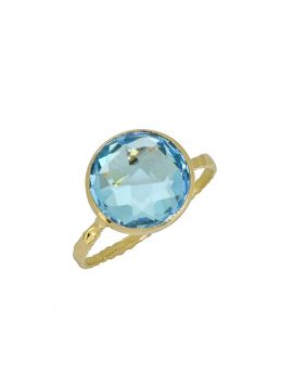 7.38 ct Sky Blue Topaz Solid 14K Yellow Gold Ring