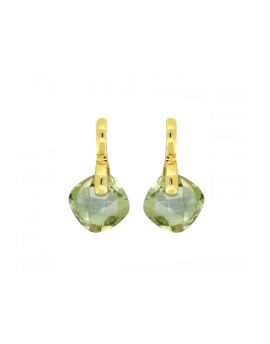 3.98 Ct. Green Amethyst 14K Yellow Gold Stud Earrings