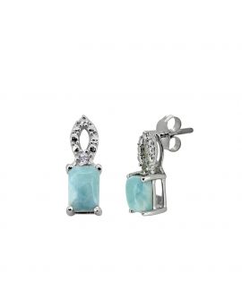 1.09 Cts. Larimar White Zircon Solid 925 Sterling Silver Earrings