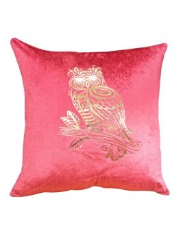  Shiny Owl Gold Foil Print Velvet Poly Filled Decorative Throw Pillow  20" x 20"  Burgundy