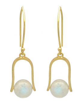Rainbow Moonstone Gold Plated Over Brass Dangling Earrings Jewelry