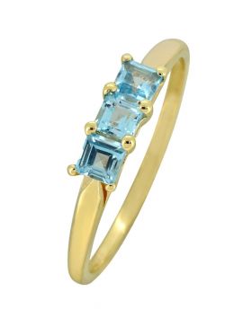 Swiss Blue Topaz Solid 10K Yellow Gold Gemstone Ring