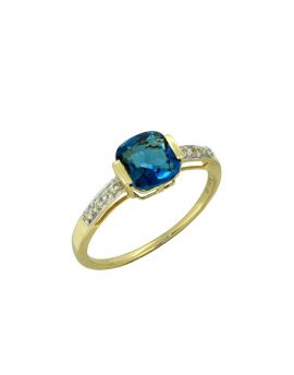 1.69 Ct. London Blue Topaz Solid 14K Yellow Ring
