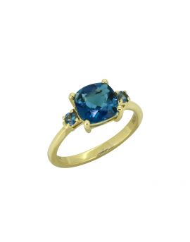 2.15 Ct. London Blue Topaz Solid 14K Yellow Ring