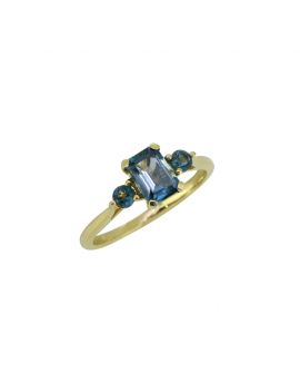 1.65 Ct. London Blue Topaz Solid 14K Yellow Ring