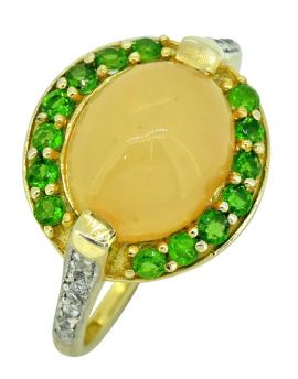 18k Gold Plated 925 Silver Multi Gemstone Ethiopian Opal Cocktail Ring 