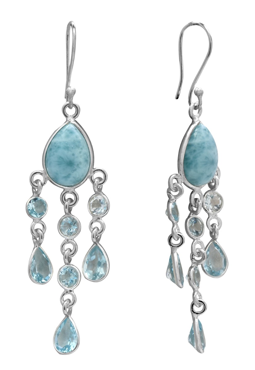 Larimar Blue Topaz Earrings 